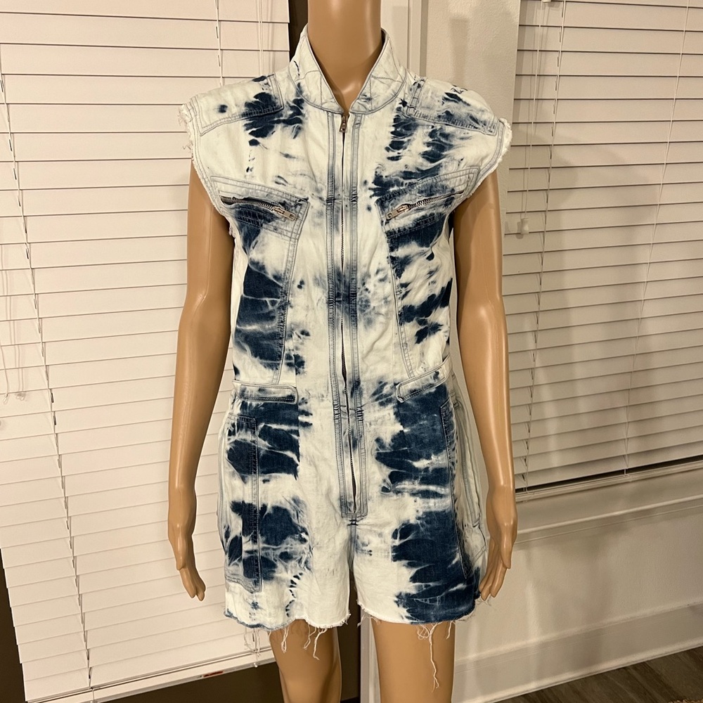 Stella McCartney Tie Dye Stone Wash Denim Romper